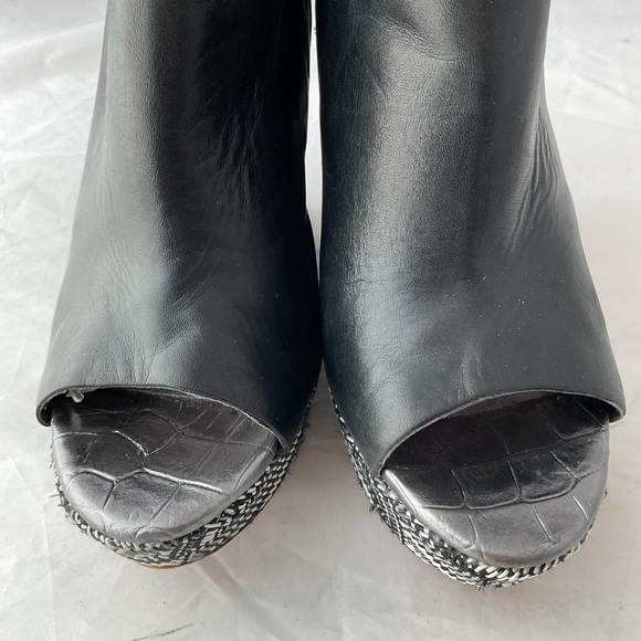 Sam Edelman Kylie Wedge Mules Black Leather Peep Toe Heels Women’s Size 7.5 - Picture 3 of 14